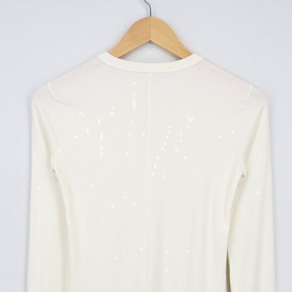 Madewell Drapey Rib Long Sleeve Tee Winter White Size XS NWT - Picture 7 of 8